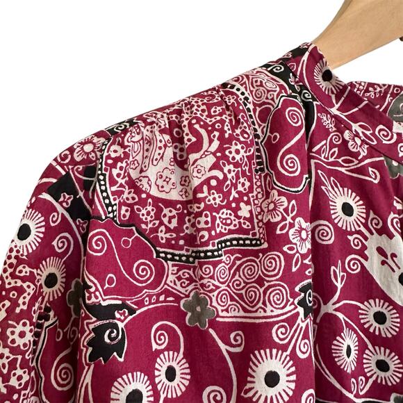 Isabel Marant Etoile Floral Dog Pattern Top Size 40 (US 8) Purple Pink Fuschia - Picture 2 of 9